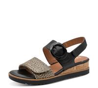 Jana Women's Wedge/Plat Sand MultiAdj+Vegan Wedge Sandals, Black/Nature, 40 EU