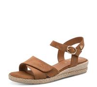 Jana Women's Wedge/Plat Sand MultiAdj+Vegan Wedge Sandals, Cognac, 39 EU