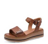 Jana Women's Wedge/Plat Sand Multiadj+Vegan Wedge Sandals, Cognac, 8.5 UK