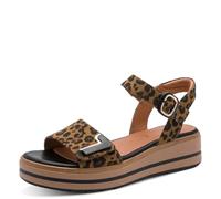 Jana Women's Wedge/Plat Sand MultiAdj+Vegan Wedge Sandals, Leopard, 40 EU