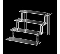 Janaden Perfume Organiser Display Stand, 4 Tiered Acrylic Riser Display Shelf, Clear Plastic Cupcake Stands, Perspex Storage Shelves for POP Figures, Fragrance, Makeup, Cosmetic, Dessert, Condiment