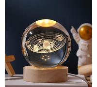 JANARARY 3D Galaxy Crystal Ball Night Light for Kids with Colorful LED Light Base, Color Changing Light with Remote as a Birthday Gift for Teens Boys and Girls, Solar System Model