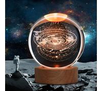 JANARARY Large 3D Solar System Crystal Ball, Crystal Lamp 16 Color Changing Night Light with Remote Control for Bedroom Decor, Ideal Birthday Gift for Teens Boys and Girls, Solar System Model