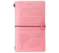 JANARARY To My Daughter Gift Leather Journal Notebook from Mom or Dad, 140 Pages Writing Journal for Girl Birthday, Graduation, Thanksgiving, Christmas Gifts (Pink)