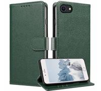 JanCalm for iPhone 6/6S/7/8/SE 2020/SE 2022 Case Wallet,RFID Blocking Phone Flip Cases,[Card Holder/Cash Slots] [Kickstand] Magnetic Clasp Leather Protective Folio Cover (Green)