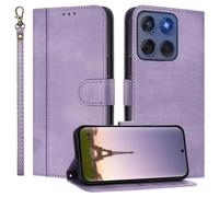 JanCalm for Moto Edge 2025 Case Wallet, Card Holder Cash Slots, Wrist Strap, Minimalist Designed Cover, Premium PU Leather Protective, Stand Flip Cases for Moto Edge 2025 (Purple)