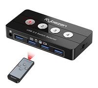 Jancane USB 3.0 Switch Selector, 4-Port KVM Switch USB Peripheral Switcher Box, 4 Computers Share 4 USB Devices, Button Switch & Remote Control