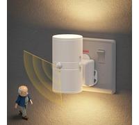 JandCase Motion Sensor Night Light Plug in Wall, Plug in Night Light, ON/Off/AUTO Lighting Mode, Warm White, Dimmable 0-100LM, Low Energy Motion Sensor Light Indoor for Hallway Bedroom Stairway,1 Pack