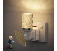 JandCase Night Light Motion Sensor, 0-100LM Dimmable, ON/Off/AUTO Modes, 3000K Warm White, Acrylic Plug in Night Light for Hallway Kitchen Bedroom Bathroom, 1 Pack