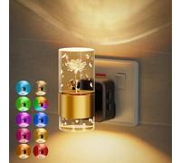JandCase Night Light Plug in Wall, 3000K+RGB 10-Color LED Nightlight, Brightness Ajustable 10/50/100LM, Acrylic Plug in Night Light with Dusk to Dawn Sensor for Bedroom Hallway Stair