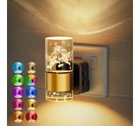 JandCase Night Light Plug in Wall, 3000K+RGB 10-Color LED Nightlight, Brightness Ajustable 10/50/100LM, Acrylic Plug in Night Light with Dusk to Dawn Sensor for Bedroom Hallway Stair