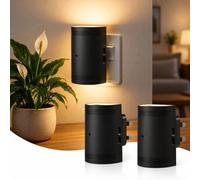 JandCase Night Light Plug in Wall, Dusk to Dawn Sensor, 2 Pack | 1W Dimmable LED Nightlights, 0-100LM Slide Dimmer, 3000K Warm White, Black Half-Round Design for Bedroom, Hallway and Stairs