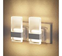 JandCase Night Light Plug in Wall, Dusk to Dawn Sensor, Adjustable Brightness 0-100LM, 3000K Warm White, 1W Low Energy, Night Light Kids for Children's Room, Hallway, Bedroom, Garage, Stair, 2 Packs