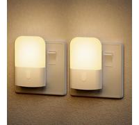 JandCase Night Light Plug in Wall with Dusk to Dawn Photocell Sensor, 2 Pack Night Light Kids 2700K Warm White, Dimmable Nightlight 30/60/100LM, 1W LED Plug in Wall Light for Hallway Bedroom Bathroom