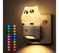 JandCase Plug in Night Light, Cute Owl RGB Night Light with Dusk to Dawn