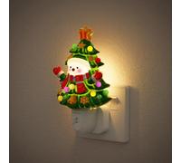 JandCase Plug in Night Light, Snowman Christmas Tree, Warm White, Kids Room | ON/OFF switch, rotatable plug design, warm white LED, decorative tree face design for hallway and bedroom
