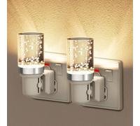 JandCase Plug in Night Light with Dusk to Dawn Sensor, 3000K Warm White, Adjustable Brightness, Dimmable Nightlight Energy Saving, Plug-in Night Lght for Kids, Hallway, Bedroom, Kitchen, 2 Pack