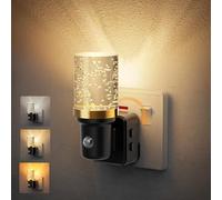 JandCase Plug in Night Light with Dusk to Dawn Sensor, Amber/3000k/5000K Adjustable Color Temperature, 3 Brightness Levels, Aesthetics Night Light Plug in Wall for Hallway, Stair, Bedroom, 1 Pack
