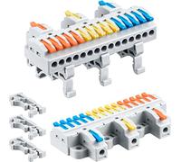 JANDECCN 4pcs DIN Rail Terminal Blocks, DIY Splicing Wire Connectors for Circuit Inline 18-12AWG (3 in 15 Out)