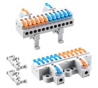 JANDECCN 4pcs DIN Rail Terminal Blocks, DIY Splicing Wire Connectors for Circuit Inline 28-12AWG (2 in 12 Out)