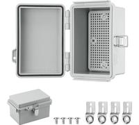 JANDECCN Waterproof Electrical Junction Box, Hinged Cover, IP67 Weatherproof ABS Plastic Enclosure with Mounting Plate, Wall Brackets (5.9"*3.9"*3.5", Grey)