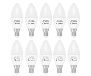 JANDEI 7W E14 LED Candle Bulbs, 60W Incandescent Equivalent, Cool White 6000K, SES Small Edison Screw, 600LM, Non-Dimmable, Energy Saving, Pack of 10