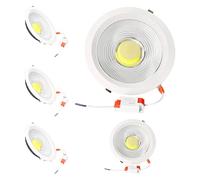 JANDEI - Downlight LED COB 30W Recessed, White Aluminium Round Frame Spotlight, 215x55mm (recessed Hole 190mm), 2700 Lumen, IP44. Ideal for Living Room, Kitchen, Bathroom - 5 pcs (Cool Light 600K).