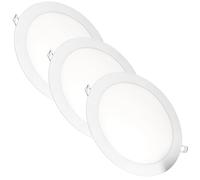 JANDEI - Pack of 3 Round Recessed LED Downlights, 18W, 1500 Lumens, Extra-Flat 13 mm, Mounting Hole Ø200-205 mm, Cool White 6000K with Transformers Included