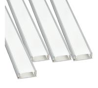 JANDEI - 4 x 1 Meter Aluminum Profiles to Install LED Strip on The Surface, with Translucent Diffuser, Pack of 4 Units, Complete mounting kit (Includes caps and Accessories for Installation)