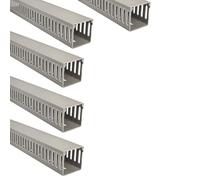 Jandei - Pack of 5 Grooved Cable Raceway, Desk Organizer PVC Cover, Grey. Length 40 cm (60 x 60 mm)