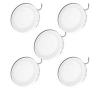 JANDEI - Pack of 5 LED Downlights 18W, Round, Surface Mounted, Cold White Light 6000K (Equivalent to 140W), Aluminium Matte White Ring