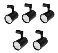 JANDEI - Pack of 5 LED Track Ceiling Spotlights 30W, Warm White 3000K, 3000 Lumens, 185V-265V AC Single Phase, Aluminium Dressing Room, Showcase, Shop, Office. (Black)