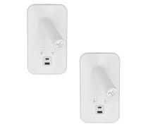 Jandei - Rectangle LED Wall Sconce with Ambient and Reading Light, Built-in USB-A and USB-C Charger, 12W, Matte White, 3000K and 4000K, Modern and Functional for Bedroom or Headboard (2 UNITS)