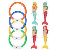 JANDH 8 pieces diving toys for children, underwater diving rings, quick sinking into the ground, mermaid diving toy, diving ring for underwater play and diving training of children