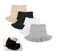 JANDH Knitted Fake Collar for Women, 4 Pieces Solid Fake Neck Scarf, Knitted Sweater Fake Collar, Soft and Skin-friendly, Breathable and Warm, for Warmth and Decoration, Black, 22