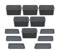 Jandson Plastic Storage Baskets with Lids, 6 Packs, Grey Organizer Baskets for Multi-use