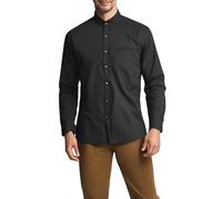 Jandukar Mens Grandad Collar Oxford Shirt Long Sleeve Solid Color Peaky Blinders Shirt Business Shirts(XXX-Large, Cotton-Black)