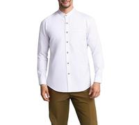 Jandukar Mens Grandad Collar Oxford Shirt Long Sleeve Solid Color Peaky Blinders Shirt Business Shirts(XXX-Large, Cotton-White)