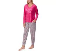 Jane and Bleecker Women's Silky Plush Fleece Pyjama Set PJ (UK, Alpha, S, Regular, Regular, 2, Pink)