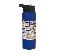 Jane Austen Book Classic Literature Stamp Collage Stainless Steel Insulated Water Bottle