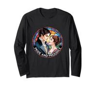 Jane Austen Darcy Elizabeth Stained Glass Pride & Prejudice Long Sleeve T-Shirt