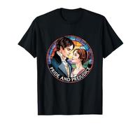 Jane Austen Darcy Elizabeth Stained Glass Pride & Prejudice T-Shirt