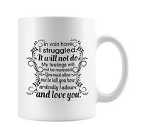 Jane Austen Mug - Pride and Prejudice - Bookish Gift for Readers - Literary Mug - Gift for Bookworms - Teacher Gift - Romance Book Present - Secret Santa Gift - Mr Darcy Quote