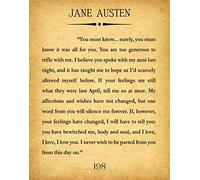 Jane Austen Pride and Prejudice Art Book Wall Art - Mr. Darcy Quote, Literature Gift (5 x 7, Vintage)