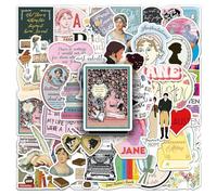 Jane Austen Stickers Pack of 50 Waterproof Funny Novelist Stickers for Laptop Skateboard Luggage Scrapbook Motorcycle Computer Car Bicycle Vinyl Trendy Stickers for Teenagers Adults
