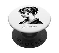Jane Austen with Signature Black Print PopSockets Adhesive PopGrip