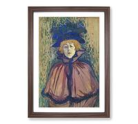 Jane Avril Portrait by Henri De Toulouse-Lautrec Framed Print | A2 Walnut Framed Wall Art | Ready to Hang | Modern Nature Picture | Living Room Bedroom Lounge Office