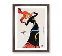 Jane Avril Vol.1 By Henri De Toulouse Lautrec Classic Painting Framed Wall Art Print, Ready to Hang Picture for Living Room Bedroom Home Office Décor, Walnut A4 (34 x 25 cm)