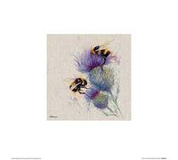Jane Bannon (Bees On Thistle 30 x 30cm Art Print