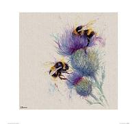 Jane Bannon (Bees On Thistle 60 x 60cm Art Print
